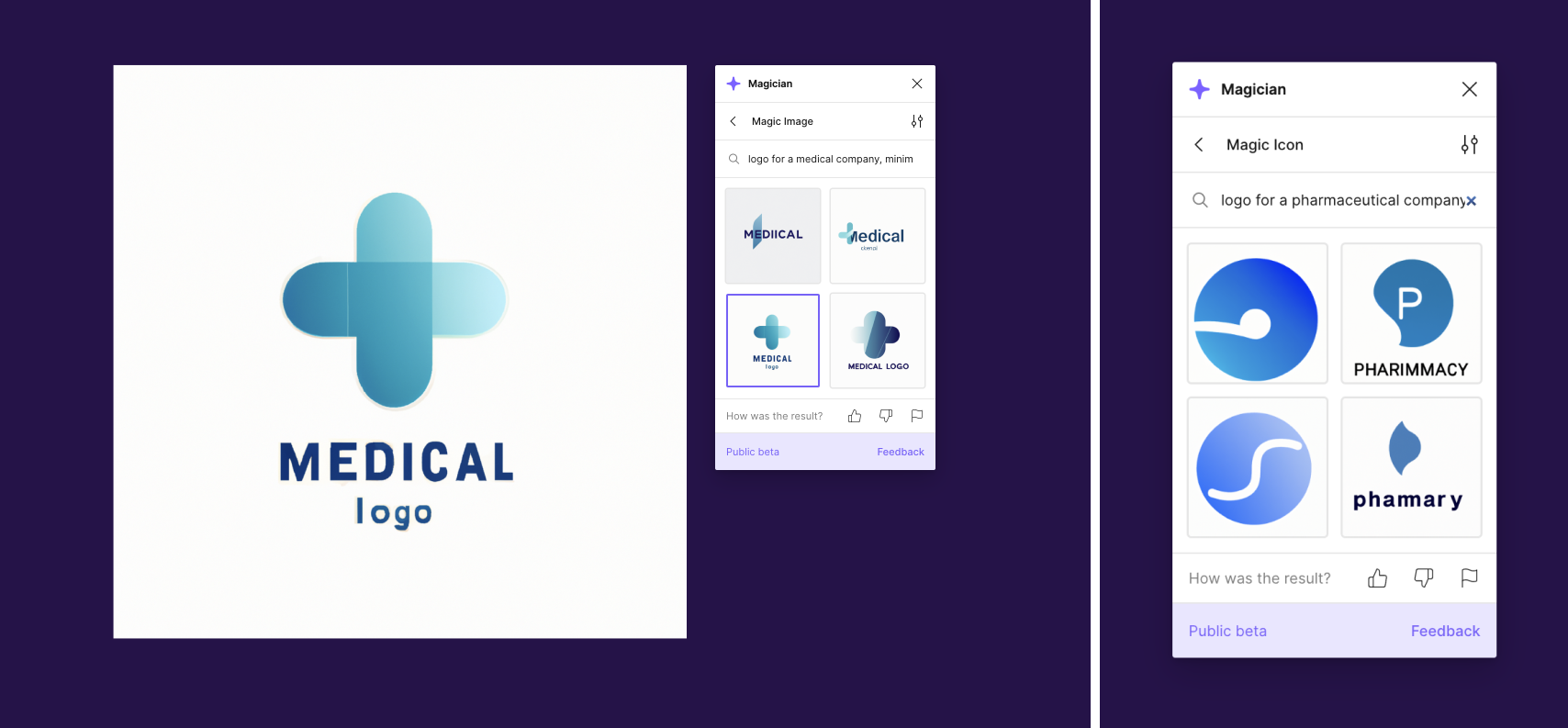 AI generated images of a medical company logo concept, using the tool Dall-E 2
