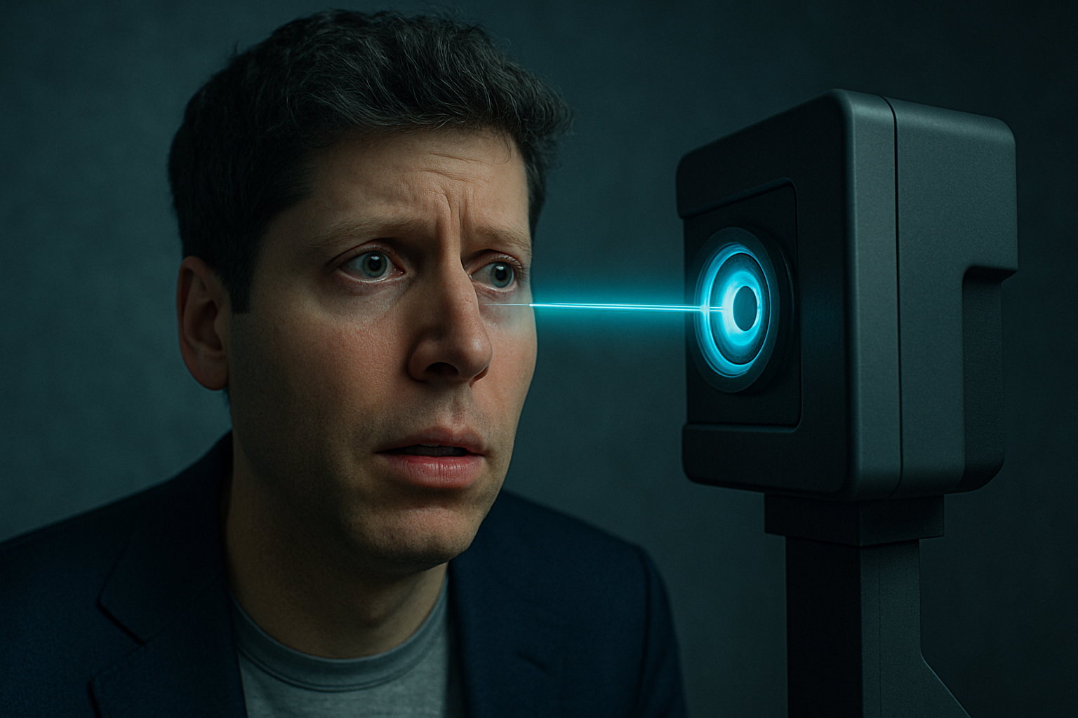 sam altman having his iris scanned
