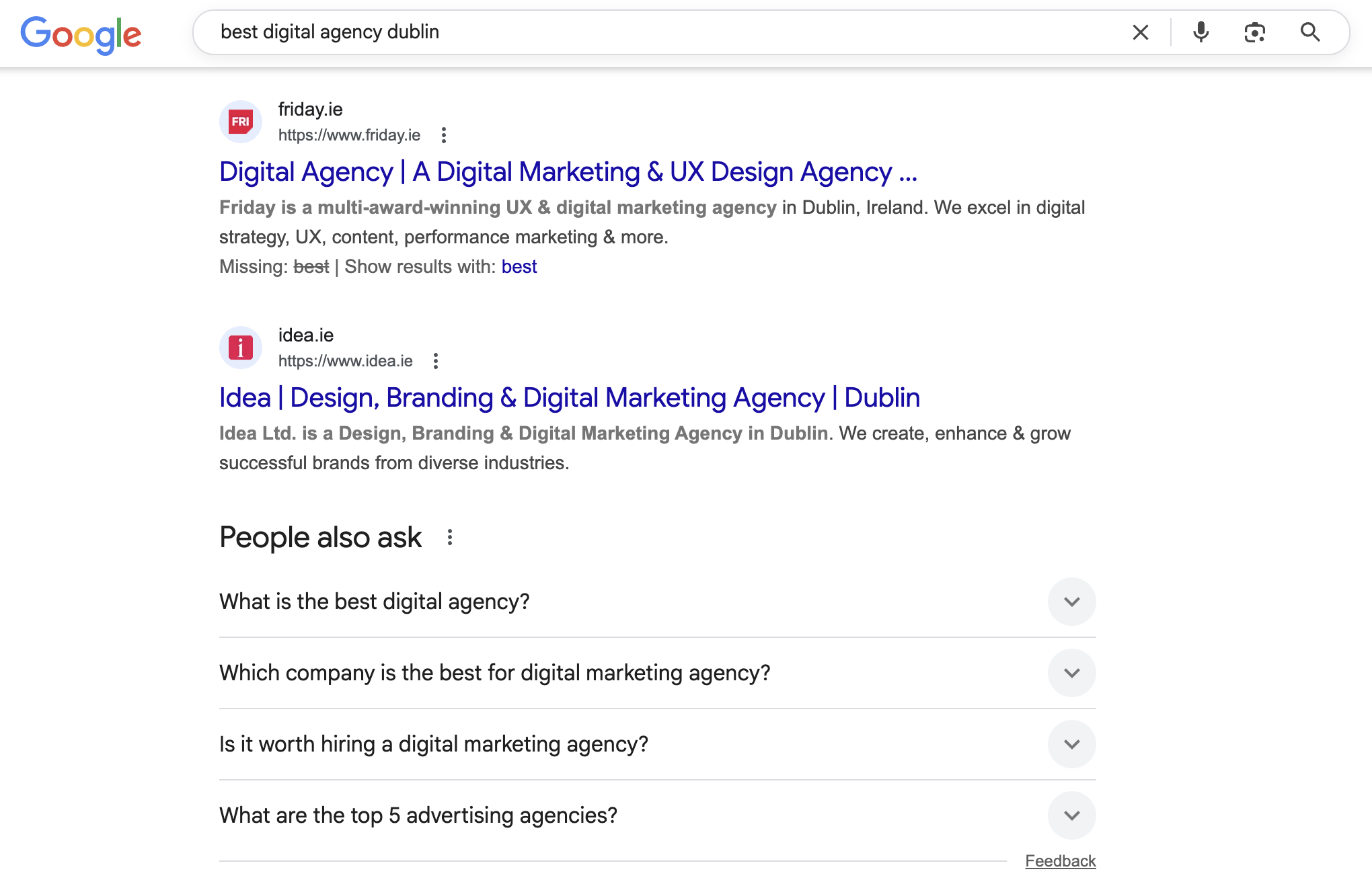 Google's search results