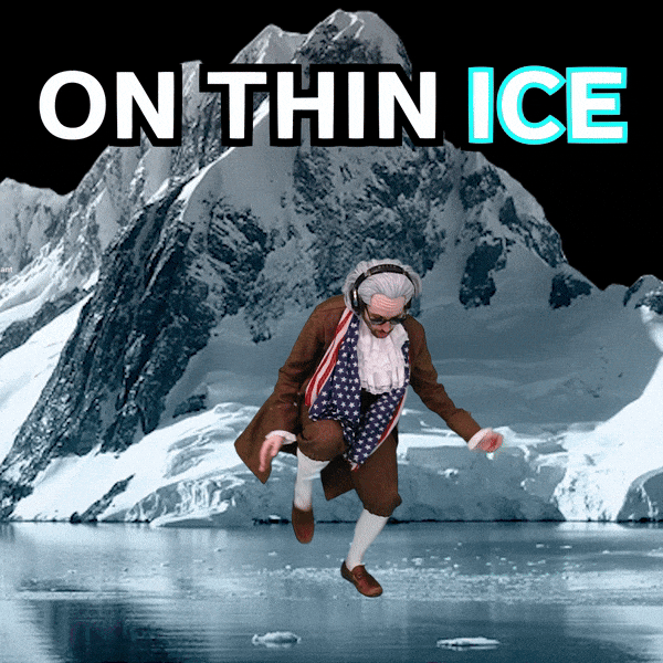 A man dancing on thin ice