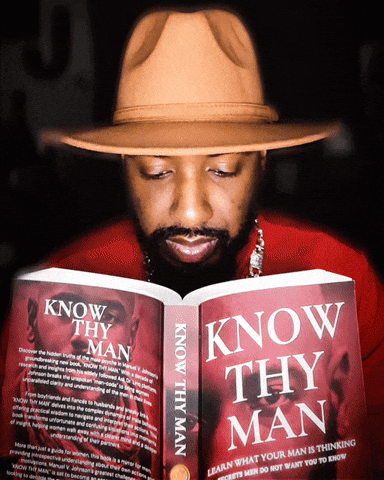A man reading a book and then shouting Facts