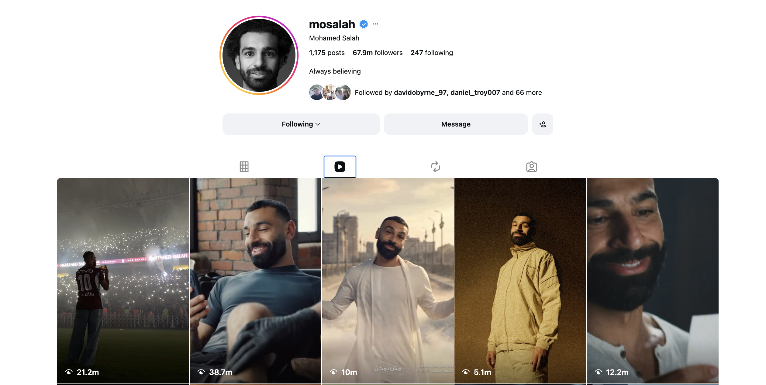 Mo Salah's instagram account 