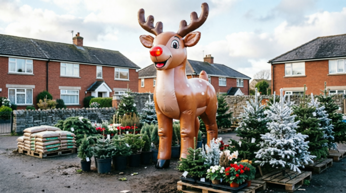 a ten foot inflated reindeer